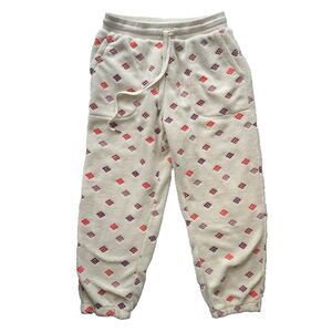 Anthropologie Daily Practice Ivory Lounge Fleece Jogger Pants Embroidered Size M